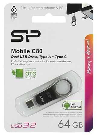 USB флешка 64GB Silicon Power Mobile C80 SP064GBUC3C80V1S gray