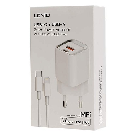 Универсальное зарядное устройство LDNIO A2318M MFI 20W USB-А Белый Универсальное зарядное устройство LDNIO A2318M MFI 20W USB-А Белый