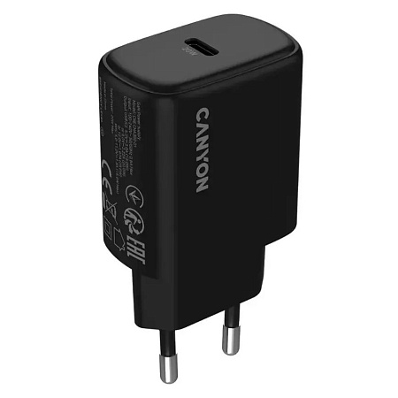 Сетевое зарядное устройство Canyon OnCharge 200 20W 1xPD EU Black Сетевое зарядное устройство Canyon OnCharge 200 20W 1xPD EU Black
