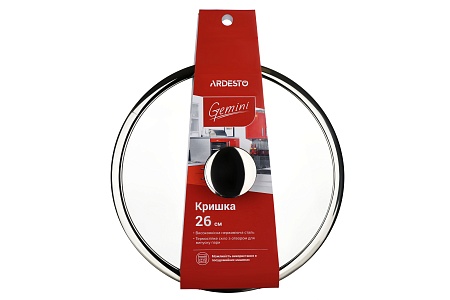 Крышка Ardesto Gemini Lazio 26 см, стекло и нержавеющая сталь AR1926L