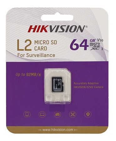 Карта памяти microSDXC 64GB Hikvision HS-TF-L2/64G