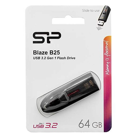 USB flash  64GB Silicon Power Blaze B25 SP064GBUF3B25V1K black