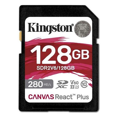 Карта памяти SD Kingston Canvas React Plus 128GB SDR2V6/128GB