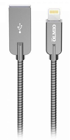 Кабель OLMIO STEELY lightning 1.2м серый Кабель OLMIO STEELY lightning 1.2м серый