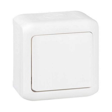 Выключатель без фиксации (кнопка) Legrand Forix 6A 250В IP44 накладной белый