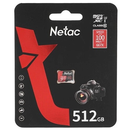 Карта памяти MicroSD, Netac P500 Extreme Pro 512GB 100MB/s Class 10, V30/A1/U3, retail pack