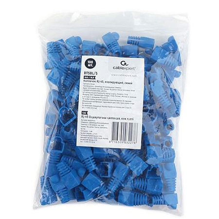 Коннектор RJ-45 Cablexpert BT5BL/5 (в пакете 100 штук) blue Коннектор RJ-45 Cablexpert BT5BL/5 (в пакете 100 штук) blue
