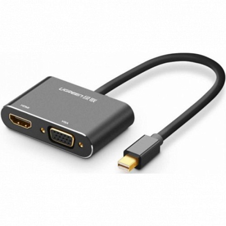 Конвертер Ugreen MD115 Mini DP Male To VGA Female+HDMI Female Converter Black. 20422