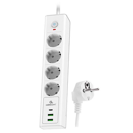 Сетевой фильтр + зарядка Cablexpert Exnovo EXN-4-CU2-W-2,2m white