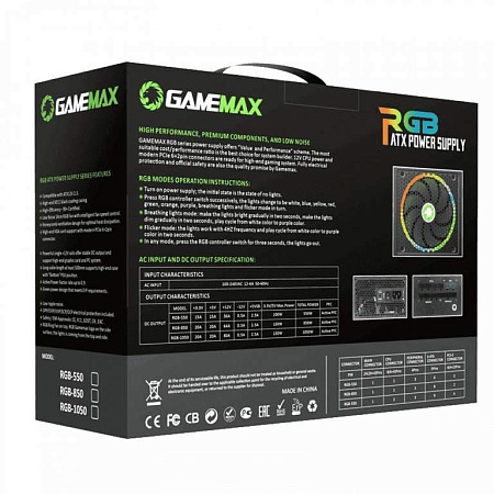 Блок питания 1050W Gamemax RGB STD Rainbow