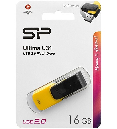 USB флешка 16GB Silicon Power Ultima U31 SP016GBUF2U31V1Y USB 2.0 black-yellow