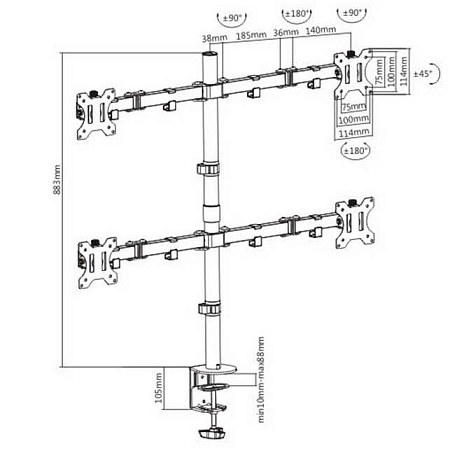 Настольный кронштейн Brateck LDT12-C048N