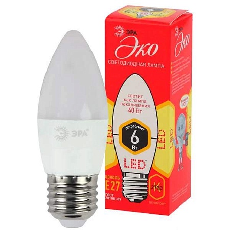 LED лампа Эра ECO LED B35-6W-827-E27