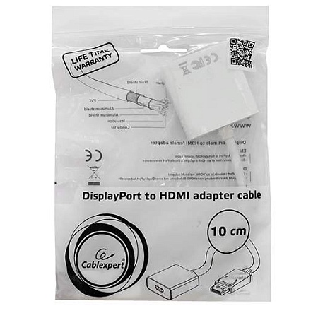 Переходник DisplayPort - HDMI Cablexpert A-DPM-HDMIF-002-W, White, OEM