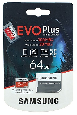 Карта памяти microSDXC 64GB Samsung EVO Plus MB-MC64HA/RU