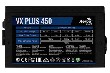 Блок питания Aerocool VX-450 PLUS 450W