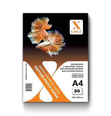 Фотобумага текстурная для струйной печати X-GREE Матовая Двусторонняя с текстурой "ТКАНЬ" A4*210x297мм/50л/300г NEW (16) EMD300C-A4-50 (Cloch)