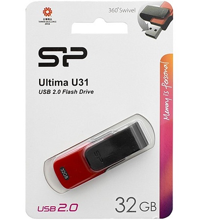 USB флешка 32GB Silicon Power Ultima U31 SP032GBUF2U31V1R USB 2.0 black-red