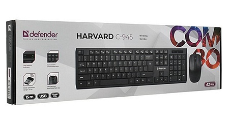 Клавиатура + мышка беспроводные Defender Harvard C945 Nano