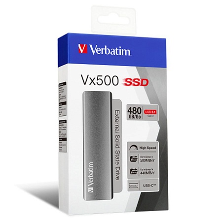 Внешний SSD диск 480GB Verbatim VX500 47443 Серый