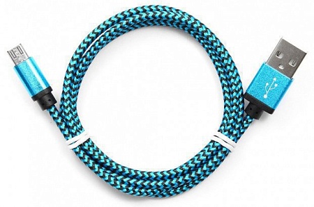 Кабель USB 2.0 Cablexpert CC-mUSB2bl1m, USB-MicroUSB, 1м, нейлоновая оплетка, алюминиевые разъемы, синий
