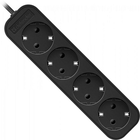 Удлинитель Defender M450 5 м 4 розетки черный