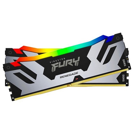 ОЗУ Kingston Renegade Silver RGB 32Gb (16x2) 6400MHz DDR5 DIMM, CL32, 1.25v,  KF564C32RSAK2-32