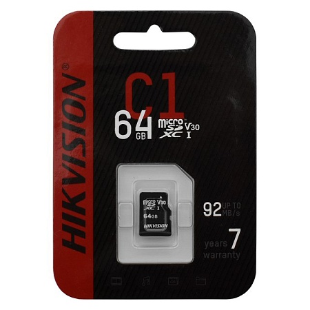 Карта памяти MicroSD 64GB Hikvision HS-TF-C1/64G