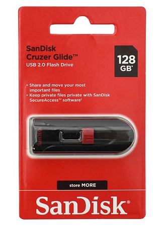 USB flash 128GB SanDisk Cruzer Glide SDCZ60-128G-B35 USB 2.0 black-red