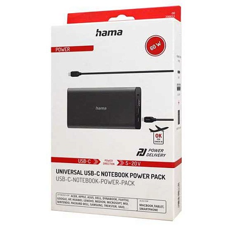 Портативный внешний аккумулятор Hama USB-C Power Pack 26800 mAh