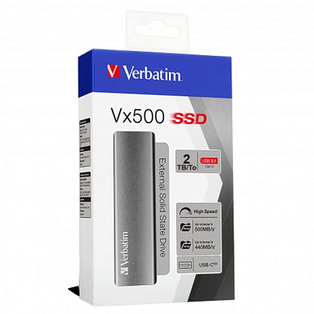 Внешний SSD диск 2TB Verbatim VX500 47454 Серый