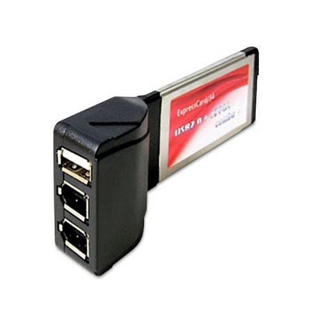 Адаптер, Express Card на IEEE 1394 (Fire Wire) + USB Hub Для ноутбука