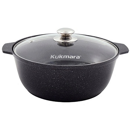 Кастрюля-жаровня с крышкой Kukmara жмт528 (темный мрамор) Кастрюля-жаровня с крышкой Kukmara жмт528 (темный мрамор)