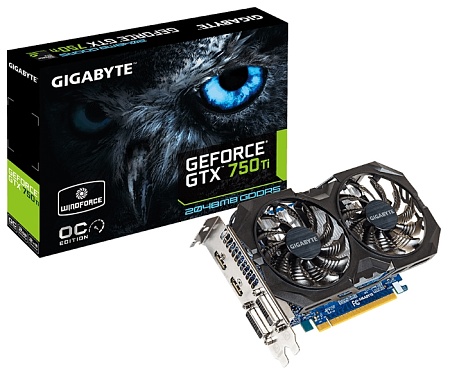 Видеокарта 2 GB Gigabyte GeForce GTX750Ti GV-N75TOC2-2GI