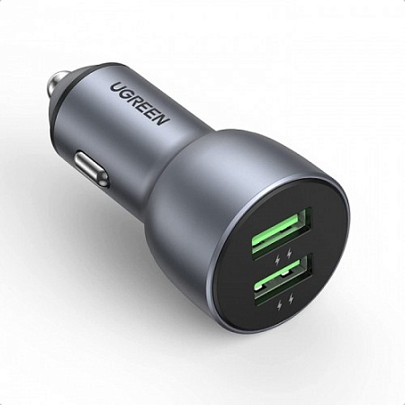 Автомобильное ЗУ Ugreen CD213 QC 3.0+QC 3.0 Dual USB-A 36W Fast Car Charger
