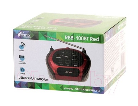 Магнитола Ritmix RBB-100BT Red