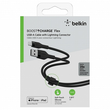 Кабель Belkin USB-A - Lightning SILICONE 1m Black