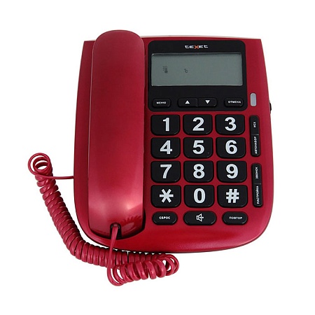 Телефон проводной Texet ТХ-260 красный