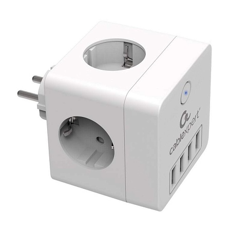 Сетевой фильтр + зарядка Cablexpert CUBE-4-U4-W White