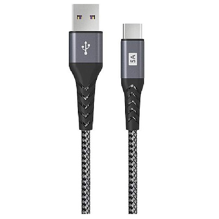 Кабель Olmio Supercharge USB 2.0 - USB Type-C 1.2м 5A серый Кабель Olmio Supercharge USB 2.0 - USB Type-C 1.2м 5A серый