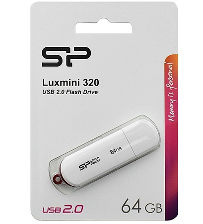USB флешка 64GB Silicon Power LuxMini 320 SP064GBUF2320V1W USB 2.0 white