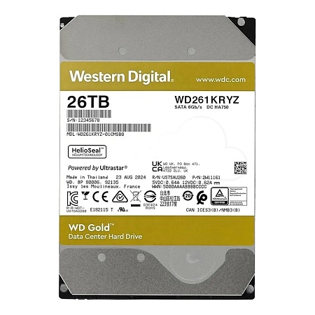 Жесткий диск 26Tb Western Digital Gold WD261KRYZ Жесткий диск 26Tb Western Digital Gold WD261KRYZ