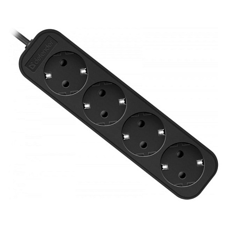 Удлинитель Defender M418 1.8 м 4 розетки черный