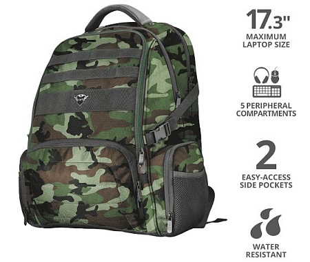 Рюкзак Trust GXT 1250G Hunter Gaming Зелёный-камуфляж