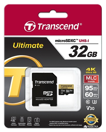 Карта памяти MicroSD 32GB Transcend TS32GUSDU3M