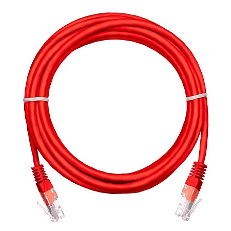 Патч-корд NETLAN U/UTP 4 пары, Кат.5е (Класс D), 100МГц, 2хRJ45/8P8C, T568B, заливной, многожильный, BC (чистая медь), PVC нг(B), красный, 3м, уп-ка 10шт. ec-pc4ud55b-bc-pvc-030-rd
