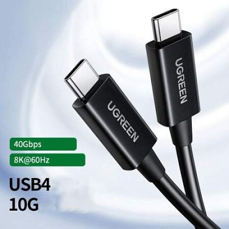 Кабель UGREEN US507 USB4 Type C Male to Type C Male 5A 0.8m Black 30691