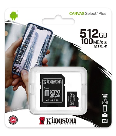 Карта памяти microSDXC 512GB Kingston Canvas Select Plus SDCS2/512GB