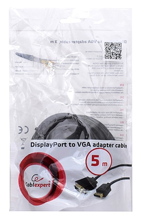 Кабель SVGA, DisplayPort to D-Sub (VGA), 5m, Cablexpert CCP-DPM-VGAM-5M