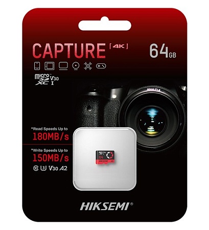 Карта памяти microSDXC 64GB Hiksemi CAPTURE HS-TF-E3/64G